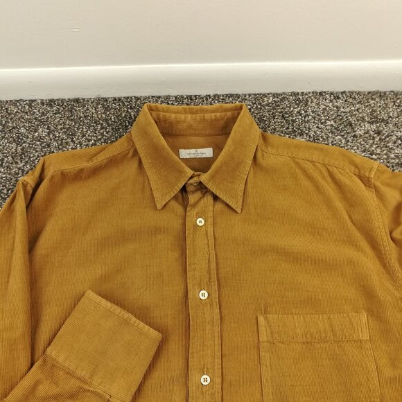 Ermenegildo Zegna Shirt Fine Wale Corduroy Light Brown L/S Button Up Mens Large - Picture 1 of 9